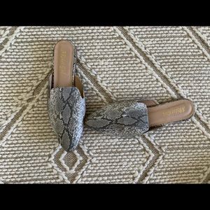 Gray and white snake skin flats